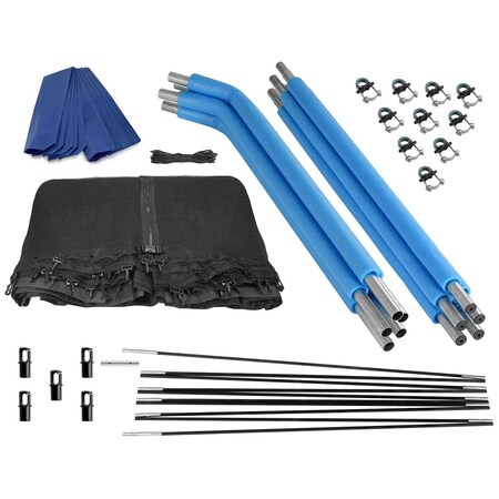 Machrus Upper Bounce Trampoline Safety Enclosure Set including Trampoline Net, 5 Curved Trampoline Poles (with 5 pole caps), Trampoline Pole Foam Sleeves - Fits 15ft Round Trampoline Frame